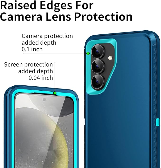 for Galaxy S24 FE 5g Case,Shockproof Dropproof Dustproof 3-Layer Full Body Protection Rugged Heavy Duty High Impact Hard Cover Case for Galaxy S24 FE 6.7 inch,Turquoise