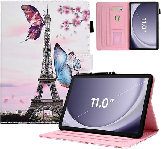 DTangLsm Case for Samsung Galaxy Tab A9 Plus/ A9+ 11 inch 2023 (SM-X210/X216/X218) Multi-Angles Viewing PU Leather Folio Stand Cover for Galaxy Tab A9+ Case with Pencil Holder, Eiffel Tower