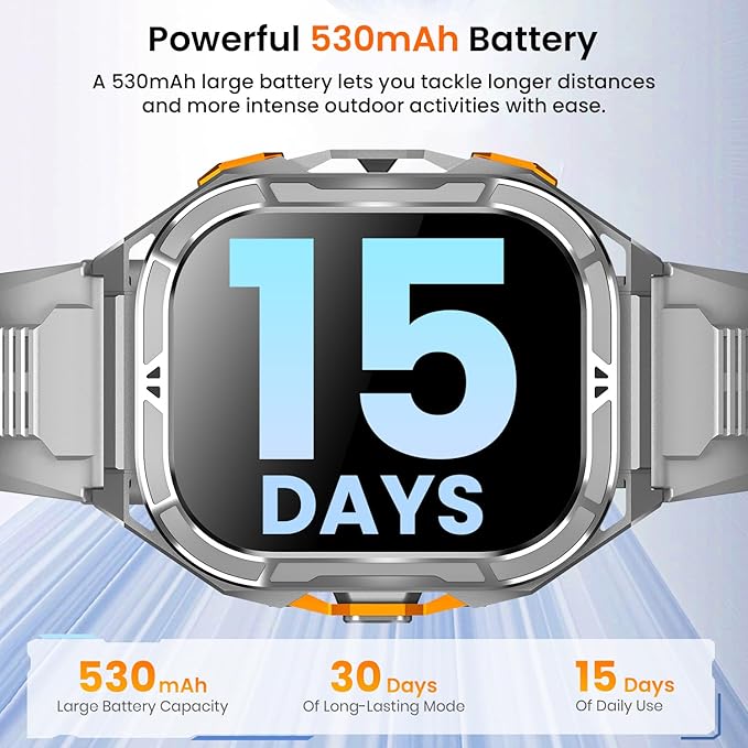 Smartwatch for Men GPS Sports Watch, 1.96" AMOLED Display, 5ATM Waterproof Metal Military Smart Watches, Fitness Activity Tracker with Compass Pedometer Sleep/Heart Rate Monitor for Android iOS Gray