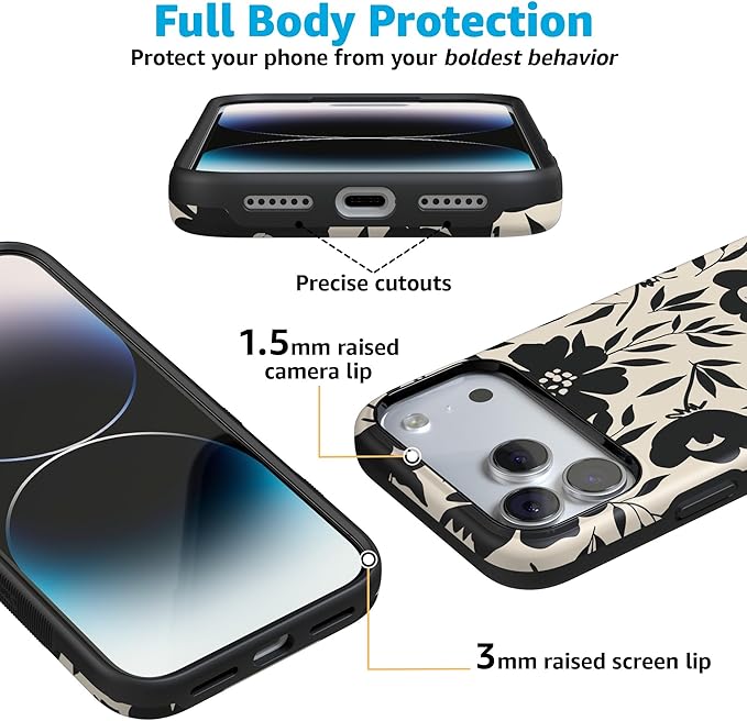 Casely iPhone 17 Pro Case | Dark Fantasy | Contrast Floral | Compatible with MagSafe | Bold Protective Design