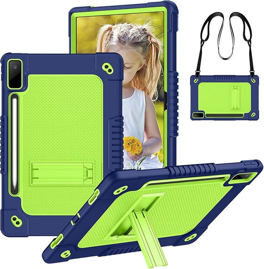 for Lenovo Tab P12 Case,for Lenovo Tab P12 12.7 Inch Tablet Case,Heavy Duty Kids Shockproof with Kickstand Shoulder Strap Cover for Lenovo Tab P12 2023/2024/Xiaoxin Pad Pro (Navy/Green)
