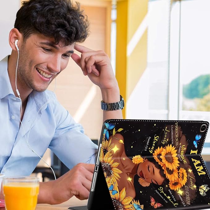 Case for Samsung Galaxy Tab A9 Plus 11 inch 2023，Slim Fit Foldable Standing Cover Case with Auto Sleep/Wake for Galaxy Tab A9+ 11’2023 (SM-X210/X216/X218)，African American Woman