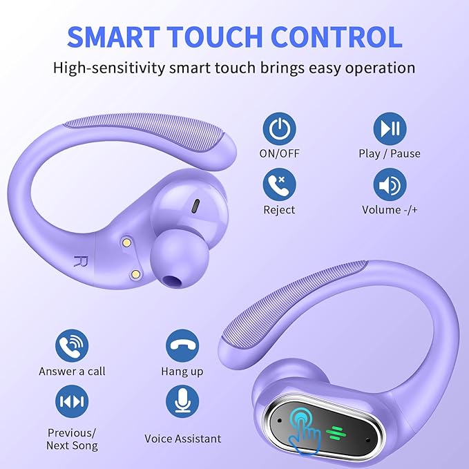 Wireless Earbuds, 2025 Bluetooth 5.4 Headphones Sport, Bluetooth Earbuds with ENC Noiss, Dual LED Display