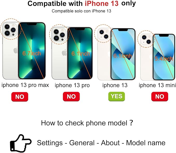 TwoHead Designed for iPhone 13 Wallet Case with Card Holder,Detachable Magnetic Phone Case with Wallet PU Leather Wallet Phone Case for iPhone 13 Case Wallet for Women/Men with Wrist Strap(Blue)