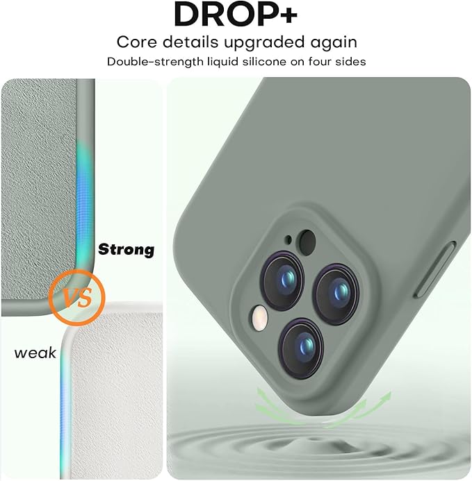 Vooii Compatible with iPhone 16 Pro Max Case, Liquid Silicone Upgrade [Camera Protection] [Soft Anti-Scratch Microfiber Lining] Shockproof Phone Case for iPhone 16 Pro Max 6.9 inch - Calke Green