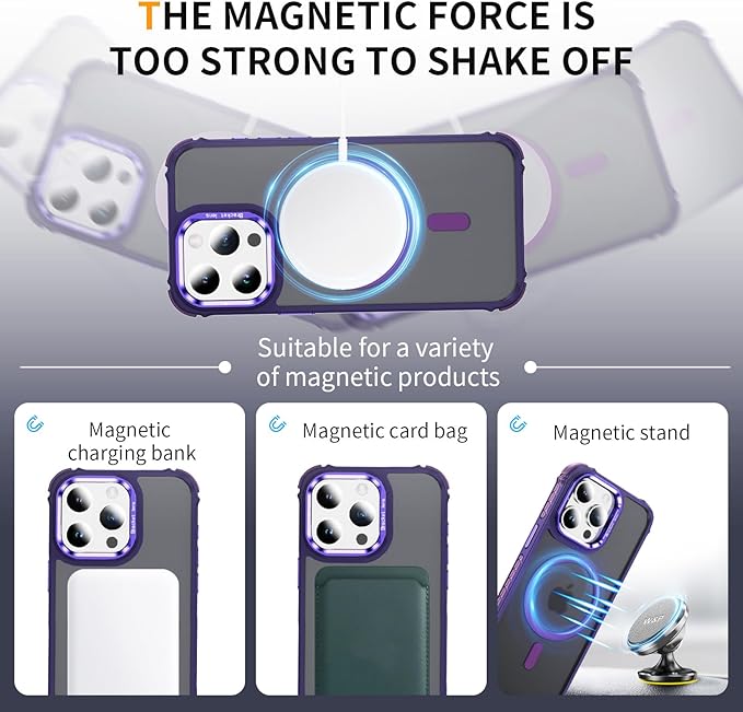 16 Pro Max Phone Case for iPhone 16 Pro Max, with Stand,[Compatible with MagSafe] Heavy Duty Drop Protection Magnetic Case for iPhone 16 Pro Max, Purple
