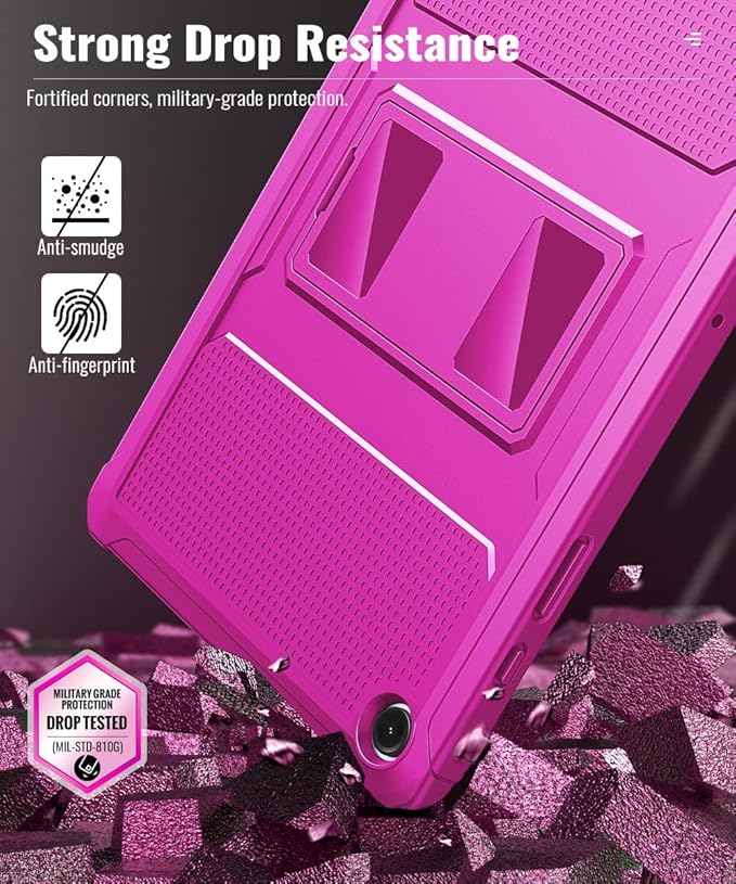 MoKo Case Fit Galaxy Tab A9 Plus 11-Inch 2023 (SM-X210/X216/X218), Shockproof Full Body Rugged Stand Back Cover Built-in Screen Protector Fit Galaxy Tab A9+ 11" 2023, Pitaya Red