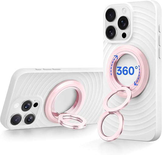 SYNCWIRE Magnetic Phone Ring Holder for MagSafe, 360° Rotation Dual Sided Magnet Grip Cell Phone Ring Stand Finger Kickstand Compatible with iPhone 16 15 14 13 12 Pro Max fits MagSafe - Pink