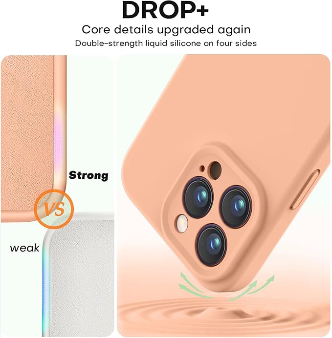 Vooii Compatible with iPhone 15 Pro Max Case, Upgraded Premium Silicone, [Camera Protection] [Soft Anti-Scratch Microfiber Lining] Shockproof Phone Case for iPhone 15 Pro Max 6.7 inch - Cantaloupe