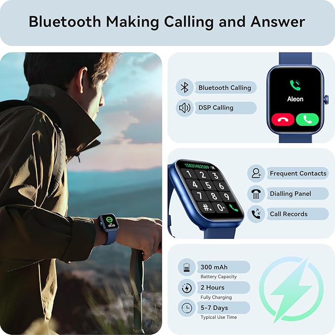 Smart Watch for Women Men, Smartwatch for iPhone & Android Bluetooth (Answer/Call) Built-in Alexa, 1.91" HD Fitness Tracker with 105+ Sport Modes, IP68 Waterproof, Sleep/Heart Rate/SpO2/Stress Monitor