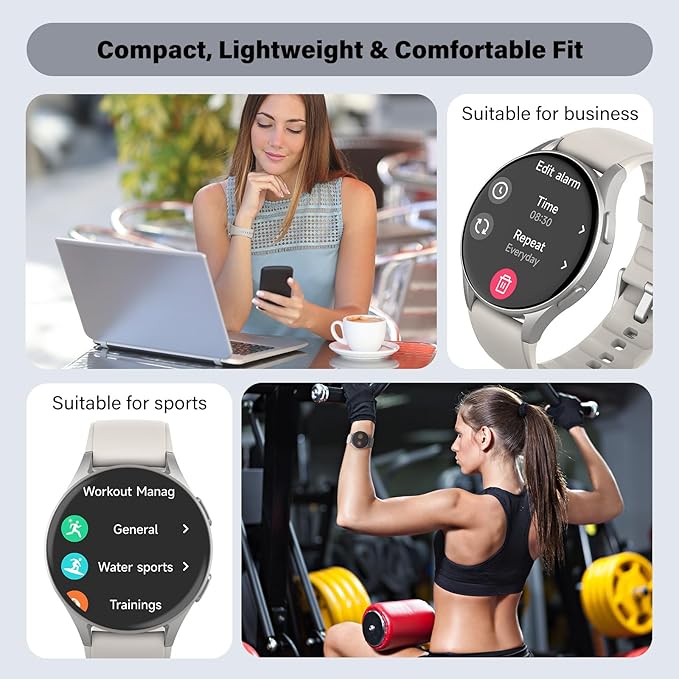 Smart Watch for Women, Built-in Alexa, GPS, HRV, VO2 Max, Blood Oxygen, Sleep & Stress Monitor, BT Calling, Compass, Altimeter, 1.32" AMOLED, Fitness & Women’s Health, Waterproof, iPhone Compatible