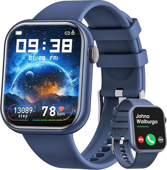 Hwagol Smart Watch (Answer/Make Call) 1.85inch Fitness Tracker, DIY Dials/Pedometer/Calories/Multiple Sport Modes/Voice Assistant, Smart Watches for Men Women Android iOS Phones