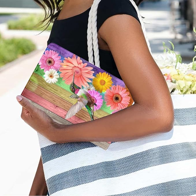 Case for Samsung Galaxy Tab A7 10.4 inch 2022/2020 (SM-T500/T503/T505/T507/T509), Premium PU Leather Stand Folio Cover with Auto Sleep/Wake, Colorful Daisy Flower and Hummingbird