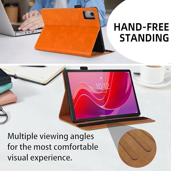 Case for Lenovo Tab M11 / K11 LTE 11 Inch (TB330FU) Business Premium PU Leather Protective Case with Elastic Band & Card Holder - Orange