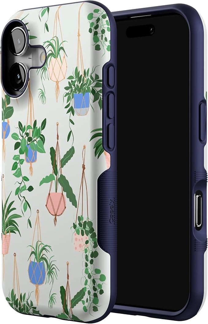 Casely iPhone 17 Case | Hanging Around | Potted Plants Floral | Bold Protective Design | Compatible with MagSafe