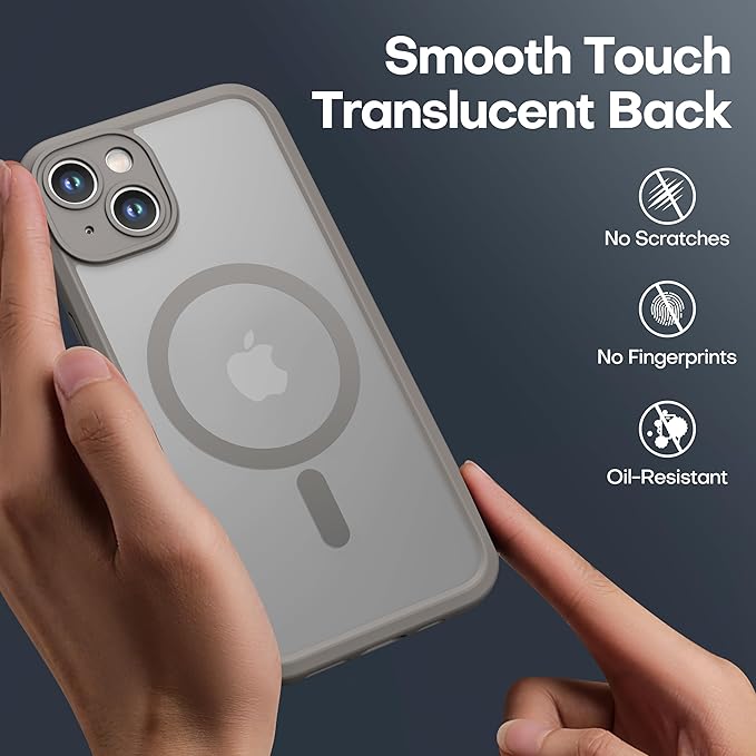 ImpactStrong Magnetic Guard Designed for iPhone 13 Case [Camera Protection] [Military Grade Drop Tested] [Compatible with MagSafe] Slim Translucent Matte Phone Case (6.1") - Gray