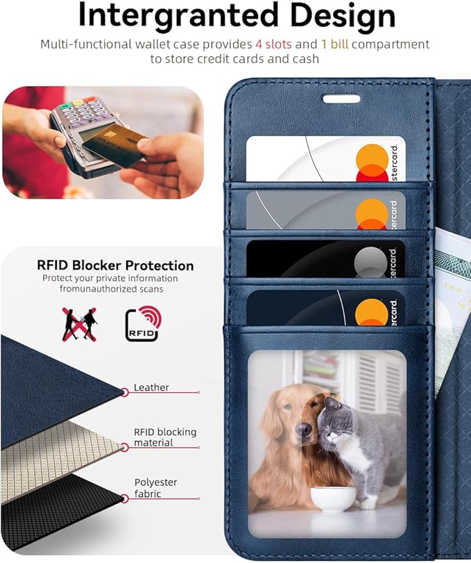 OCASE Compatible with Galaxy S25 Plus Wallet Case, PU Leather Flip Folio Case with Card Holders RFID Blocking Kickstand [Shockproof TPU Inner Shell] Protective Phone Cover 6.7 Inch 2025, Spliced Blue