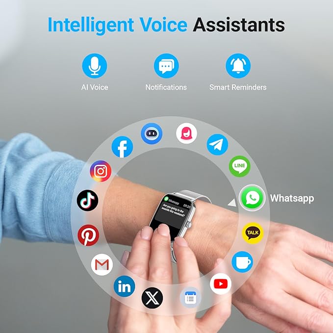 Fitpolo Smart Watch for Men Women, 1.85" HD Touchscreen Fitness Tracker, Make/Answer Calls, Heart Rate SpO2 Monitor, IP68 Waterproof, Sleep & Activity Tracking Smartwatch for Android Phones iPhone