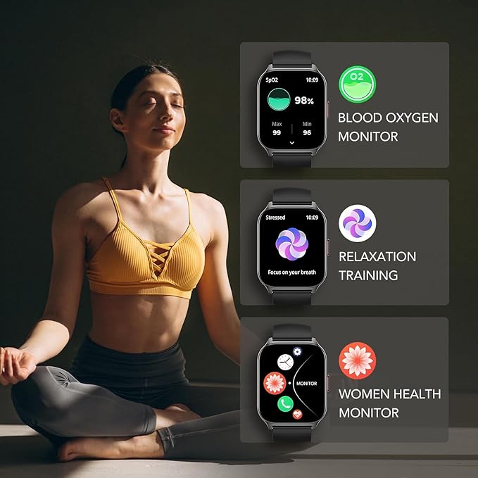 Smart Watch for Men Women(Answer/Make Call) 1.95" Smartwatch for Android iPhone, 123+ Sports Fitness Tracker with Game/Calculator/Weather IP68 Waterproof Heart Rate SpO2 Sleep Monitor, V71-1