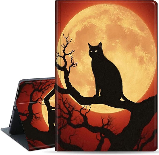 Slim Case for Samsung Galaxy Tab S10 FE / S9 FE 5G 10.9" & Tab S9 11", PU Leather Protective Cover, Multi-Angle Stand, Auto Sleep/Wake, Lonely Cat