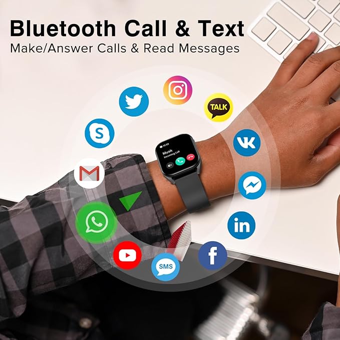 BRIBEJAT Smart Watch (Dial/Answer Call) 38mm 110+ Sports Modes Fitness Tracker with Pedometer SpO2/Heart Rate/Sleep Monitor Compatible with iPhone Samsung Android Phone, Gray