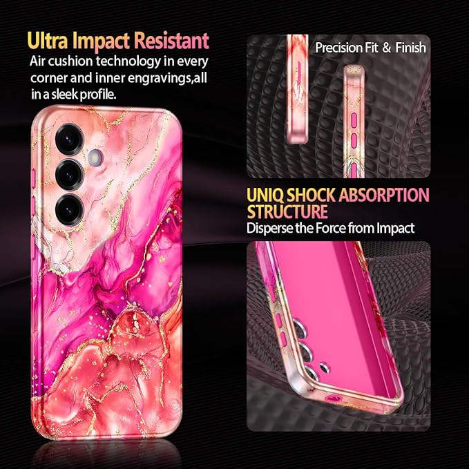 Casetego for Galaxy S25 Case,Compatible with MagSafe,[Military Grade Drop Test] Full Body Protection Slim Shockproof Rugged Marble Women Case for Samsung Galaxy S25 6.2 inch,Ruby Red