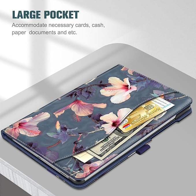 Fintie Case for Samsung Galaxy Tab S10 Lite/ S10 FE/ S9 FE 5G 10.9 Inch/Tab S9 11 Inch with S Pen Holder, Multi-Angle Viewing Protective Cover with Pocket, Auto Sleep/Wake, Blooming Hibiscus