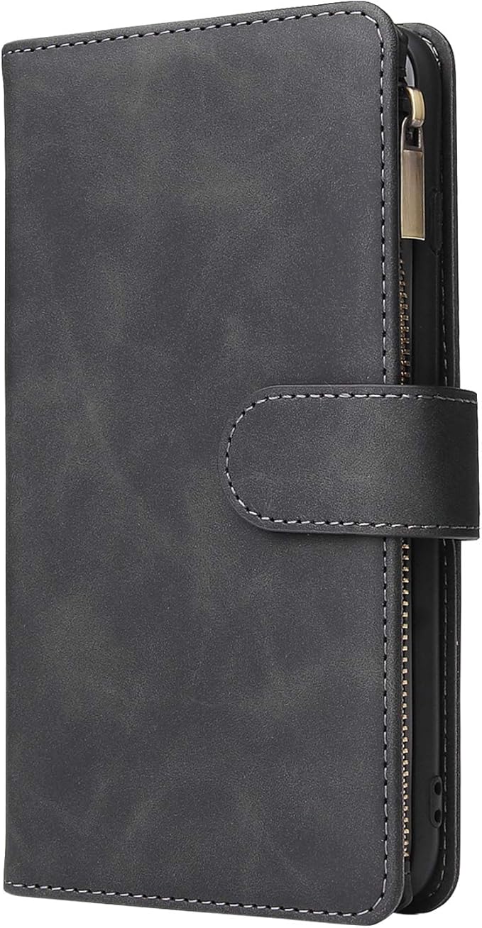 Asuwish Compatible with iPhone 15 6.1 inch Wallet Case Tempered Glass Screen Protector and Leather Flip Cover Card Holder Stand Cell Phone Cases for iPhone15 5G i i-Phone i15 15Case Women Men Black