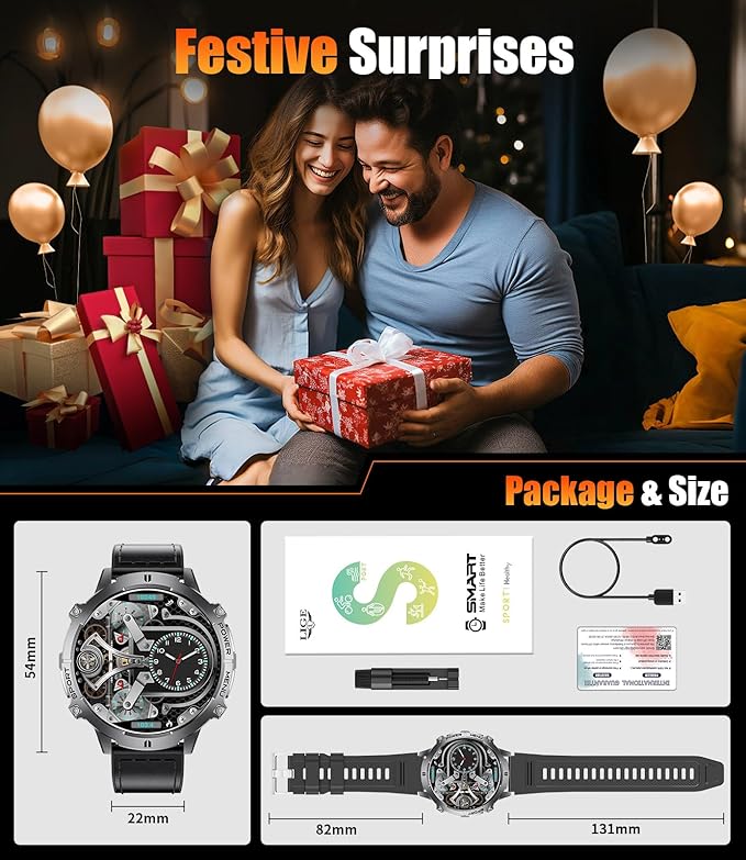 Smart Watches for Men with 900mAh(60+Standby),1.73" AMOLED Reloj Inteligente para Hombre with Bluetooth Call,110+ Sports Mode Fitness Tracker/Heart Rate Sleep Health Monitor/Android iOS Smart watch