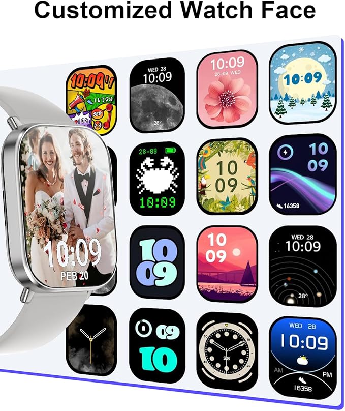 Smart Watches for Men Women(Call Receive/Dial),2.01” Touch Screen Fitness Tracker with Blood Pressure/Heart Rate/Sleep Monitor, 120+Sports Modes, IP68 Waterproof Smartwatch for Android iPhone, Sliver
