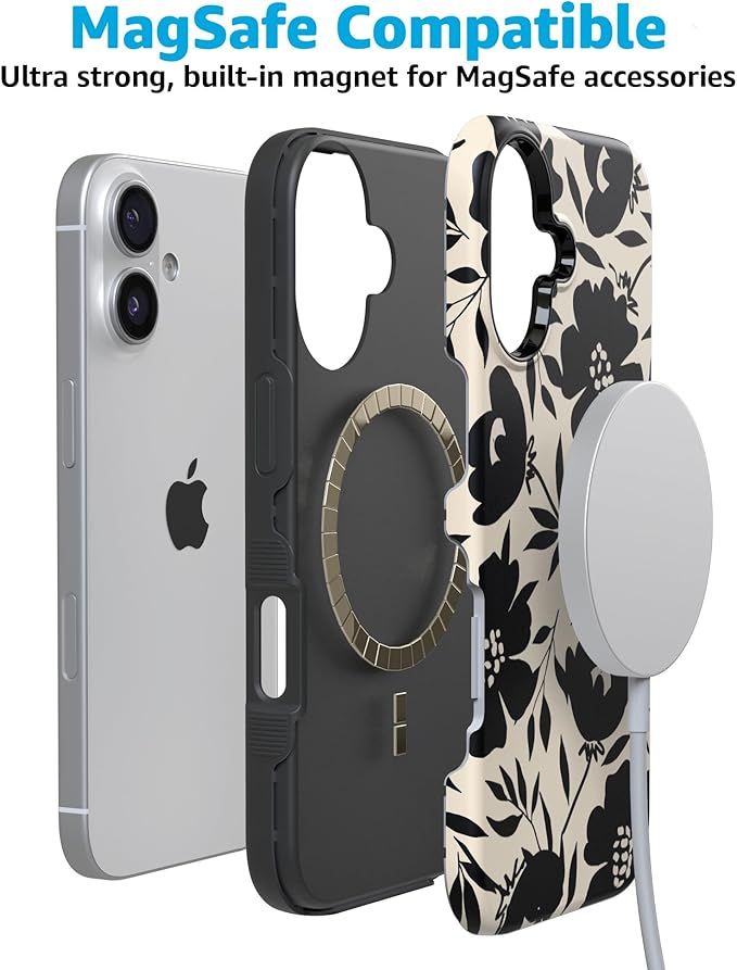 Casely iPhone 17 Case | Dark Fantasy | Contrast Floral | Compatible with MagSafe | Bold Protective Design