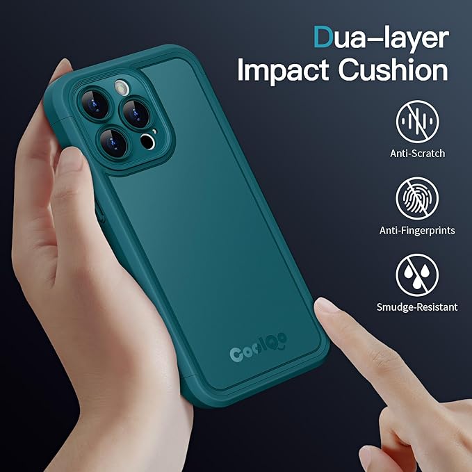 COOLQO Magnetic for iPhone 12 Pro Max Case, Compatible with MagSafe, Dual Layer Design Military Grade Protection, Translucent Matte Scratch-Resistant Back Protective Shockproof Phone Case, Green