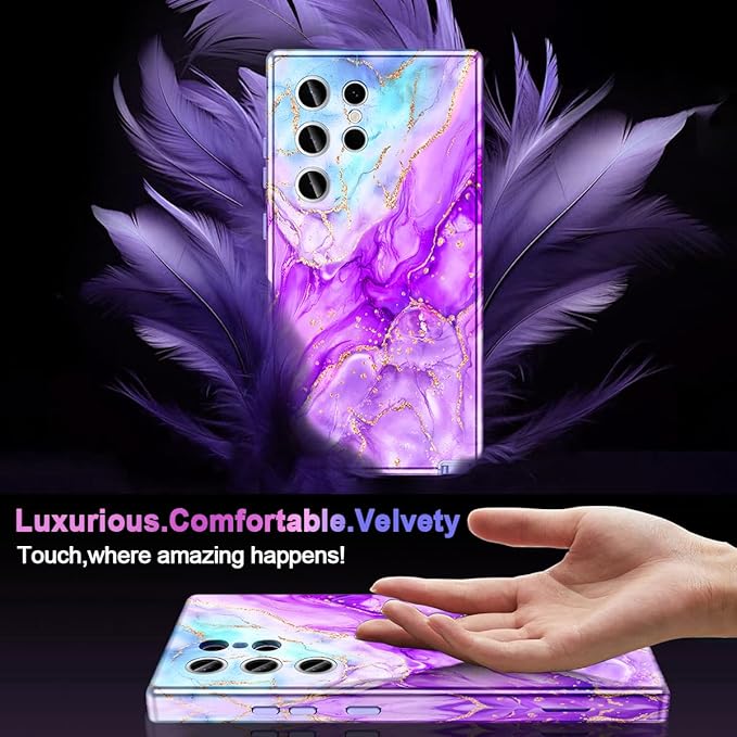 Casetego for Galaxy S24 Ultra Case,Compatible with MagSafe,[Military Grade Drop Test] Full Body Protection Slim Shockproof Rugged Marble Women Case for Samsung Galaxy S24 Ultra 6.8 inch,Bright Purple