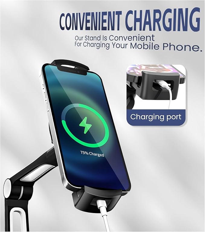 Tablet Stand Universal Holder for 4.9" - 12.9" Devices, 360° Rotating Security Stand for iPad, iPad Air, Samsung, Height Adjustable Foldable Table Top(Black)