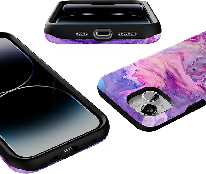 Casely iPhone 14 Case | Tie Dying Over You Purple Marble | Compatible with MagSafe | Bold Protective Design