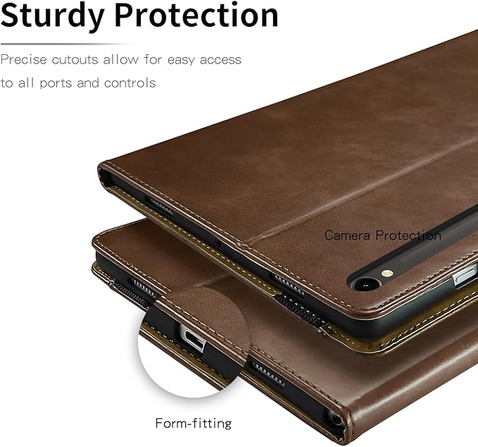 Case for Samsung Galaxy Tab S9 FE 5G 10.9 Inch/S9 11 Inch Case 2023/Tab S8 2022/Tab S7 2020 11 inch, Business PU Leather Cover with Card Slot Pen Holder Multi-Angle Stand- Brown