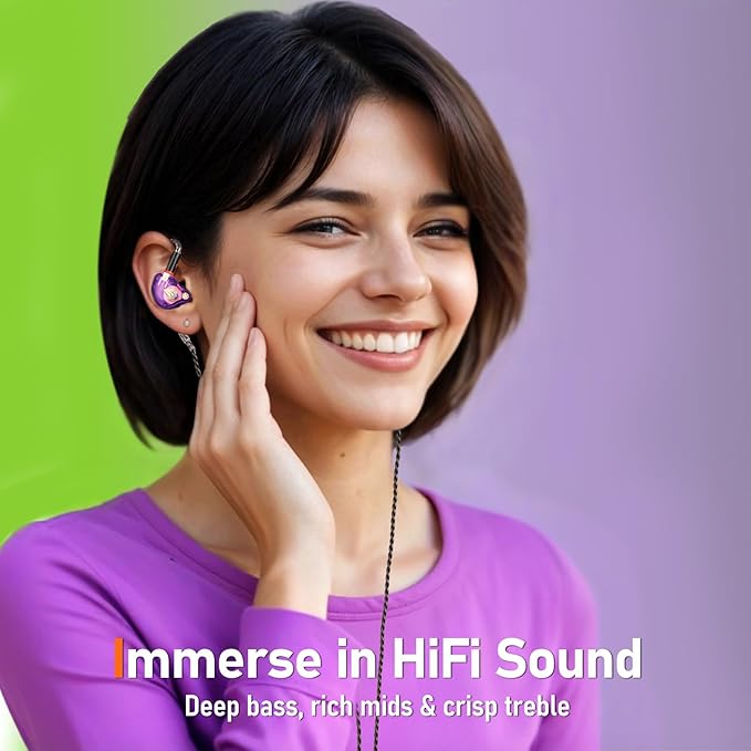 Vibes 202M Wired Earbuds - HiFi in Ear Monitor Headphones - Noise-Isolating Ear Buds w/ Mic - Clear Sound, Deep Bass & Comfort-Fit Gaming Earphones - MMCX to 3.5mm & Silver Plated Cord, Carrying Case