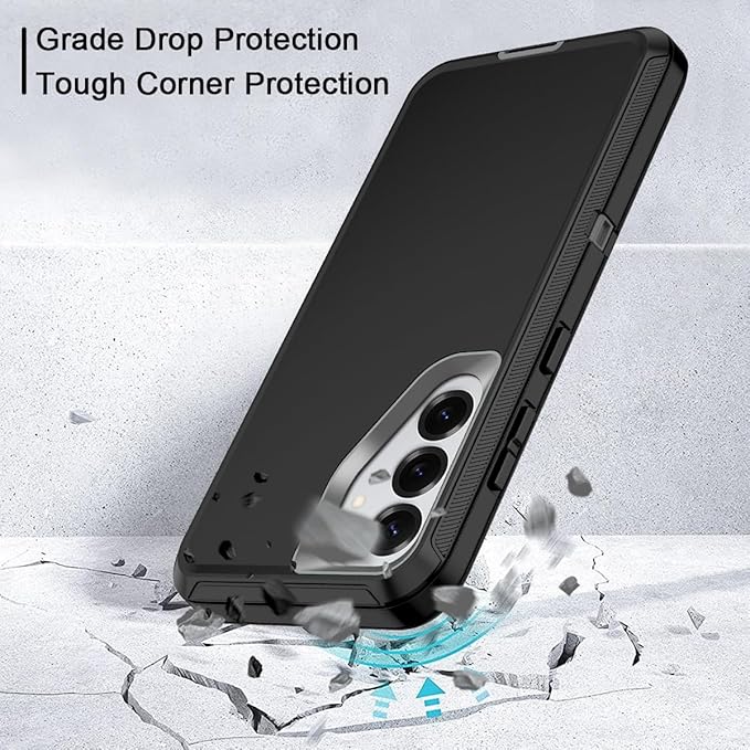 for Samsung Galaxy S25 Plus Case Heavy Duty Protective Shockproof Dropproof 3-Layer Full Body Protection [Without Screen Protector] Tough Rugged Case for Galaxy S25 Plus,Black/Grey