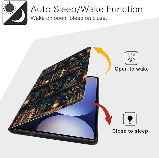 Case for Samsung Galaxy Tab S10 Ultra/Galaxy Tab S9/S8 Ultra 14.6-Inch, Slim PU Leather Stand Cover with Auto Wake/Sleep, Multi-Angle Viewing & Shockproof, Hand Drawn Bookshelv