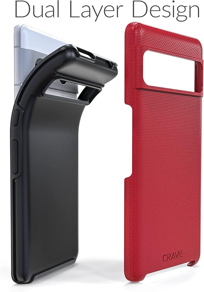 Crave Dual Guard for Google Pixel 7 Pro Case, Shockproof Protection Dual Layer Case for Google Pixel 7 Pro - Red