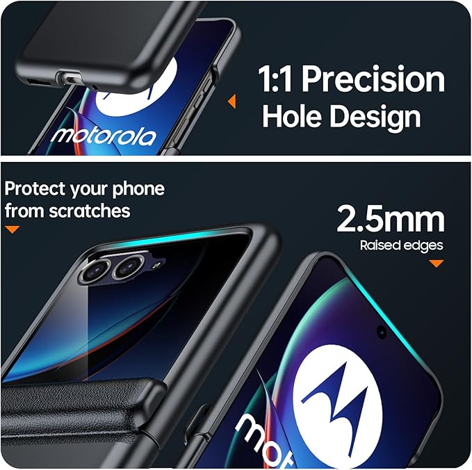 for Motorola Razr Plus Case, Built-in Privacy Screen Protector & Hinge Protection & Ultra Thin Matte PC Shockproof Phone Cover Smartphone Case for Moto Razr Plus 2023 (Black)