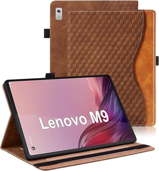 Case for Nook 9" Lenovo Tablet 2024 / Lenovo Tab M9 (TB-310FU) 2023 Multi-Angle Stand Folio Cover PU Leather with Card Pocket Tab M9 Case,Brown