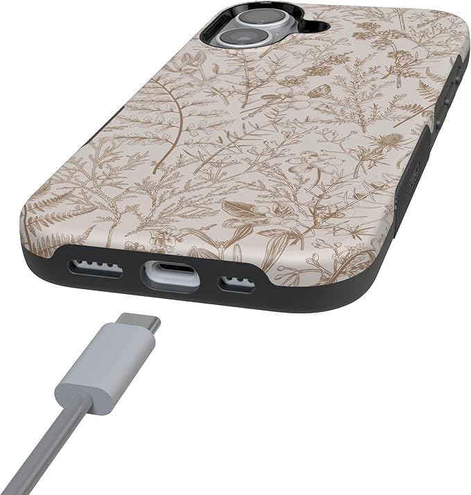 Casely iPhone 17 Case | Beige Garden | Neutral Floral | Compatible with MagSafe | Bold Protective Design