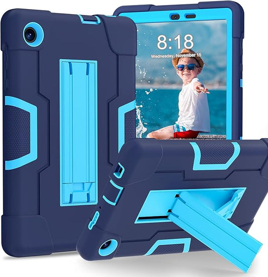 Bingcok Heavy Duty Rugged Case for TCL Tab 8 LE (2023/2022) - Full-Body Shockproof Drop Protection - Navy+Blue