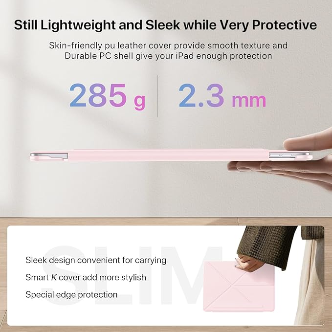 for iPad Pro 11 Inch Case M4 2024, Slim Full Edge Protective with Foldable Cover and Hidden Pencil Holder Magnetic Case (Pastel Pink, iPad pro 11 inch)
