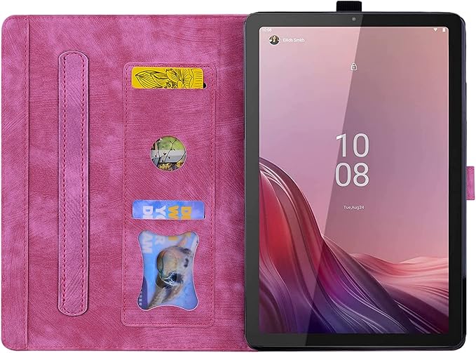 Case for Lenovo Tab M9 9.0 inch 2023 / Nook 9" Lenovo Tablet (2024), PU Leather Magnectic Cover Folio Stand Shell with Pencil Holder for tb310fu case-Pink