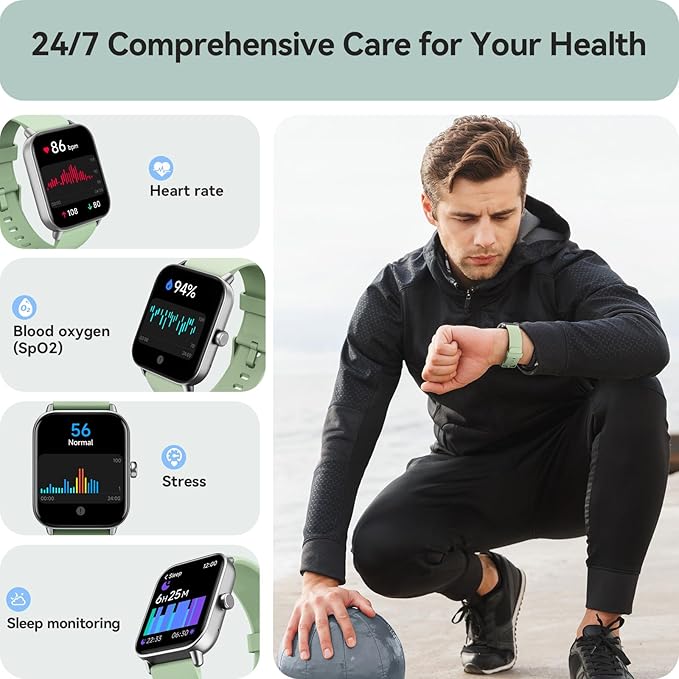 Gydom Smart Watch for Men Women, Alexa Built-in, 1.8" Smartwatch with Heart Rate/SpO2/Sleep Monitor, IP68 Waterproof Fitness Tracker, Bluetooth Call (Answer/Make) for Android iPhone, 101+ Sport Mode