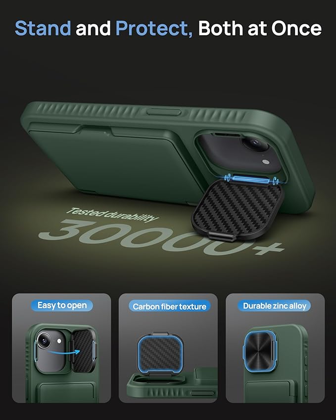 for iPhone 16e Case Wallet with Stand, Built-in Card Holder & Camera Cover, Military Grade Drop Protection Shockproof Rugged Protective Multifunctional Phone Case for iPhone 16e 2025, Green