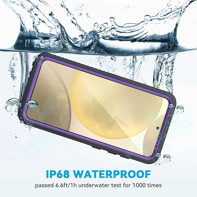 Lanhiem for Samsung Galaxy S24+ Plus Phone Case, IP68 Waterproof Dustproof Case with Built-in Screen Protector, Rugged Full Body Shockproof Protective Cover for Galaxy S24 Plus 6.7 Inch, Purple