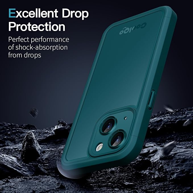 COOLQO Magnetic for iPhone 13 Case, Compatible with MagSafe, Dual Layer Design Military Grade Protection, Translucent Matte Scratch-Resistant Back Protective Shockproof Phone Case, Green